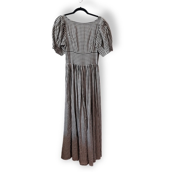 NWT DOEN Kennedy Gingham Maxi Dress Boho Puff Sleeve Black & White Size Small - Picture 3 of 16